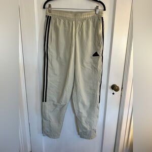 Adidas Men's Off-White Joggers with Black Stripes